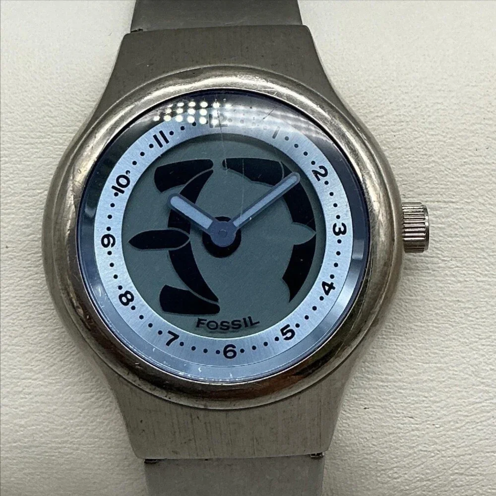 Fossil Big Tic Womens Watch 31mm Blue Counting Seconds New Battery 6.25